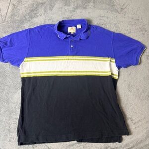 Vintage Levi's Shirt Mens Large Blue Striped Polo Casual Made USA Size XL